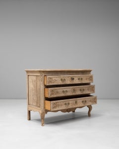 20th Century White Wood Oak Chest Of Drawers In Louis Style