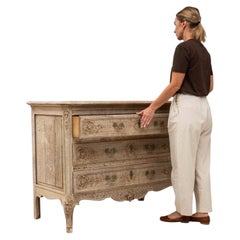 20th Century White Wood Oak Chest Of Drawers In Louis Style
