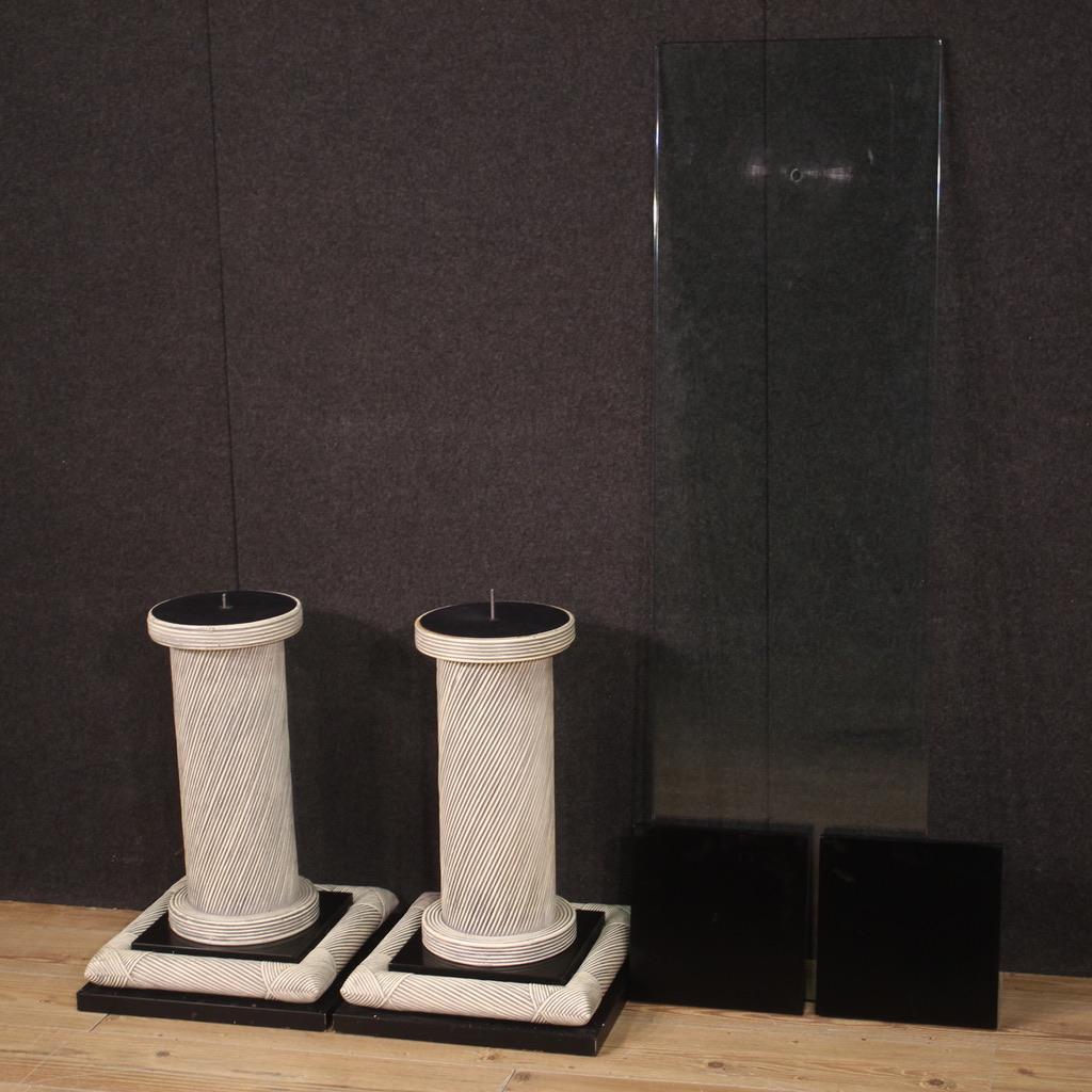 20th Century Wicker and Glass Top Modern Spanish Console Table, 1960 For Sale 8