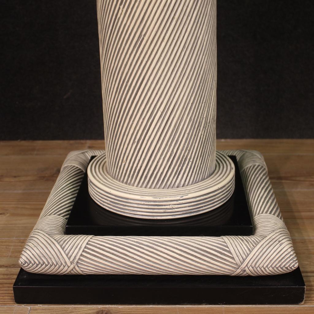 20th Century Wicker and Glass Top Modern Spanish Console Table, 1960 For Sale 2