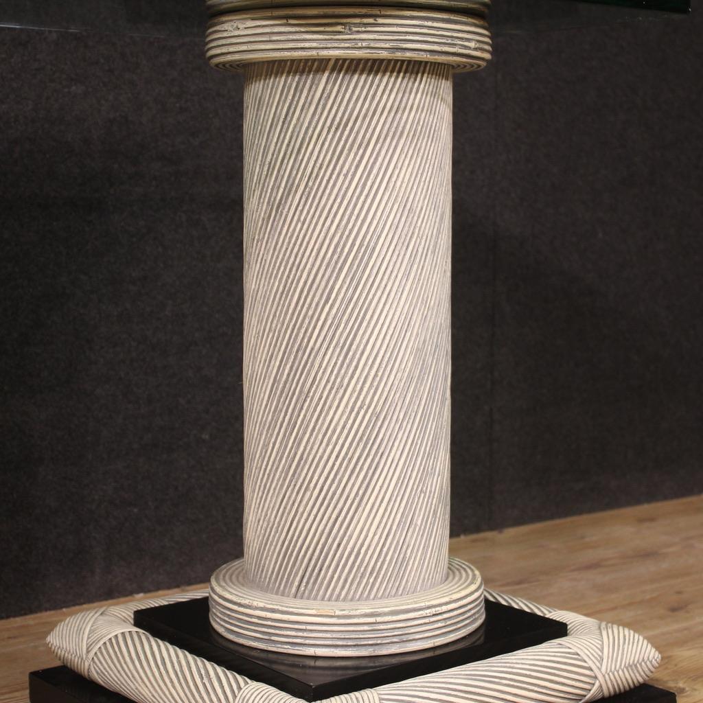 20th Century Wicker and Glass Top Modern Spanish Console Table, 1960 For Sale 3