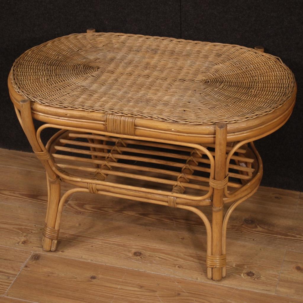 20th Century Wicker and Wood Italian Design Coffee Table, 1960 2
