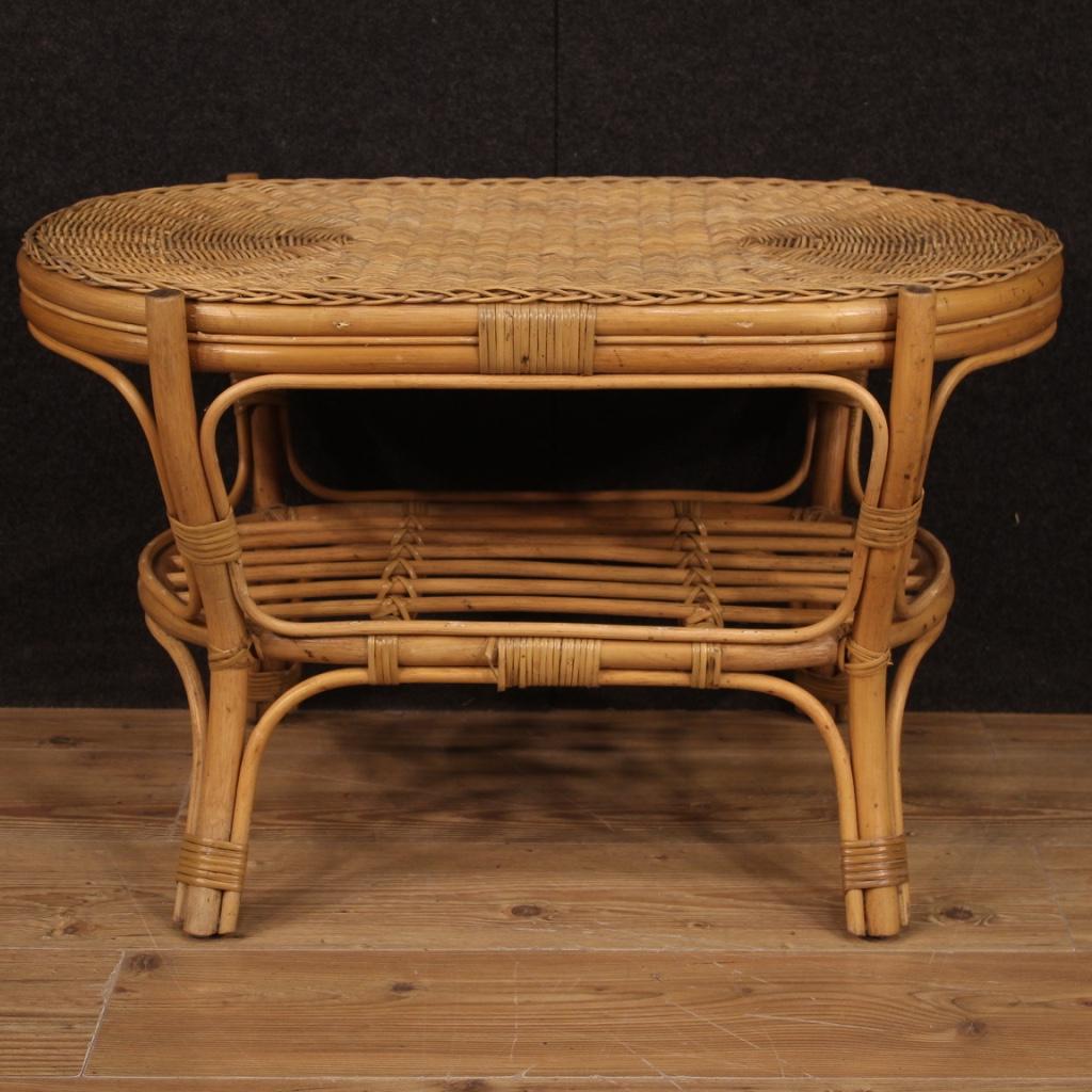 20th Century Wicker and Wood Italian Design Coffee Table, 1960 5