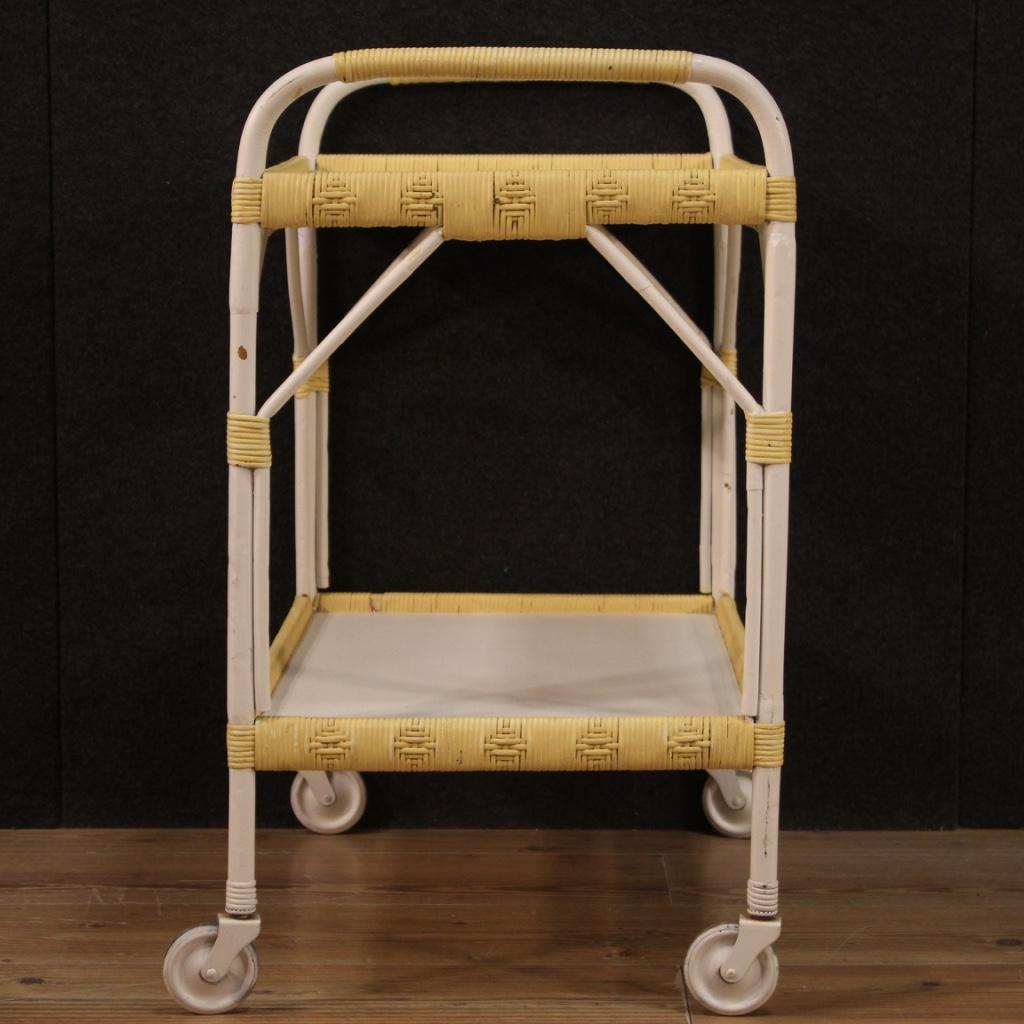 20th Century Wicker and Wood Italian Modern Service Cart, 1980 For Sale 3