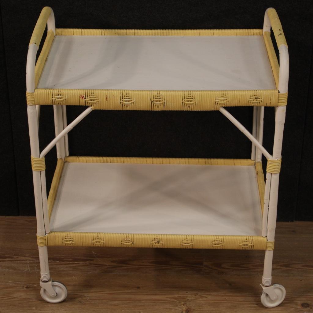 20th Century Wicker and Wood Italian Modern Service Cart, 1980 For Sale 4