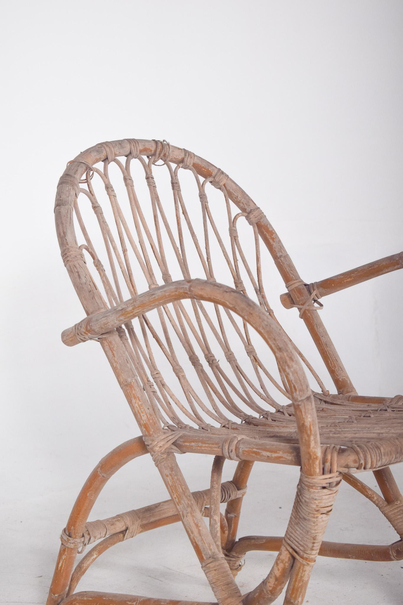 20ième siècle Fauteuil en osier du 20e siècle en vente