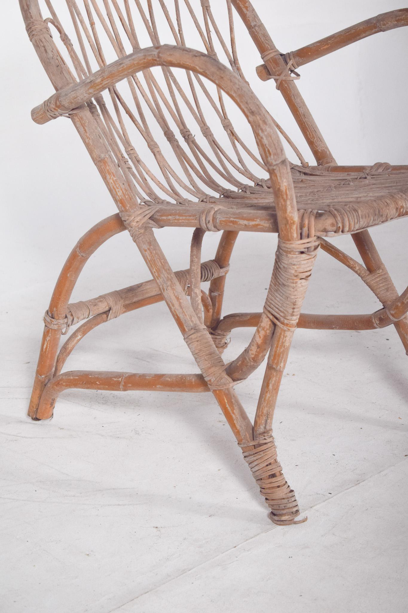 Osier Fauteuil en osier du 20e siècle en vente