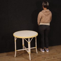 20th Century Wicker Italian Round Garden Coffee Table, 1980