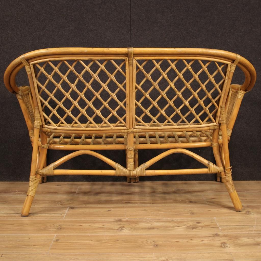 Osier canapé italien vintage en osier du 20e siècle, 1960 en vente