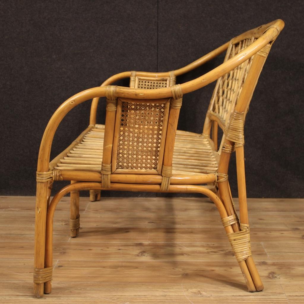 canapé italien vintage en osier du 20e siècle, 1960 en vente 1