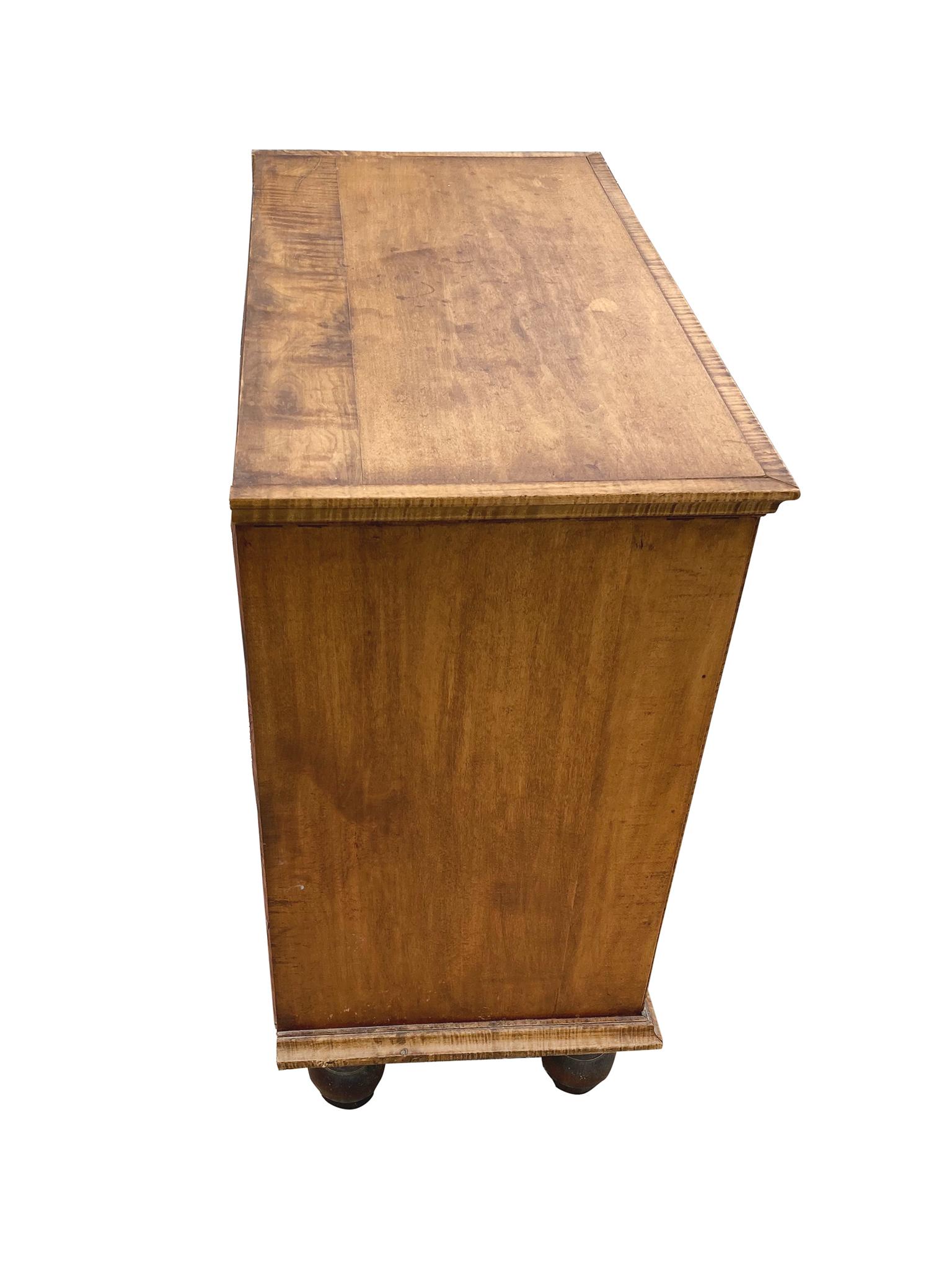 Brass 20th Century William & Mary-Style Maple Chest of Drawers