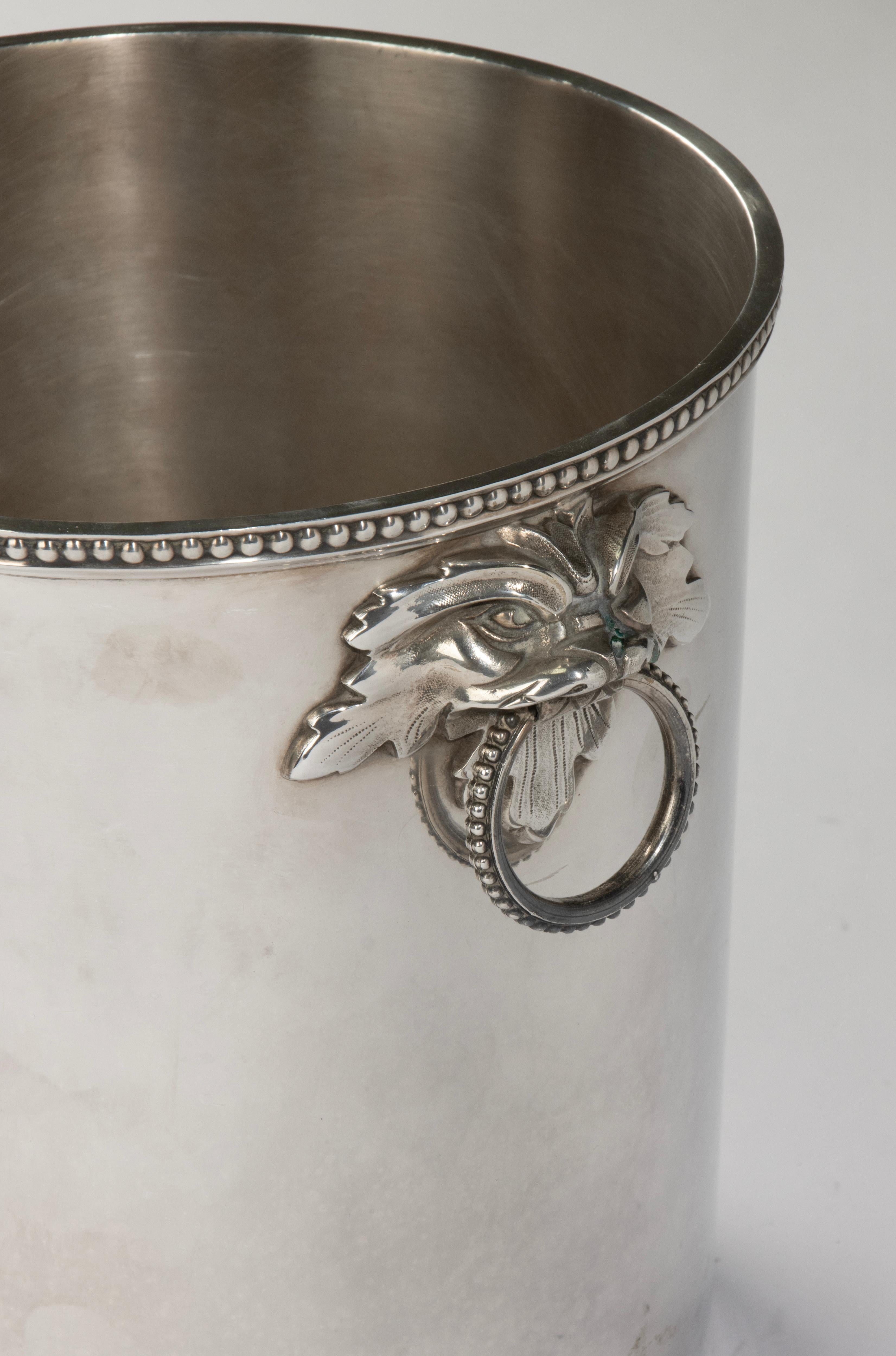 20th Century Wine Cooler – Ercuis – Silver-Plated – Lion Mask Handles For Sale 3
