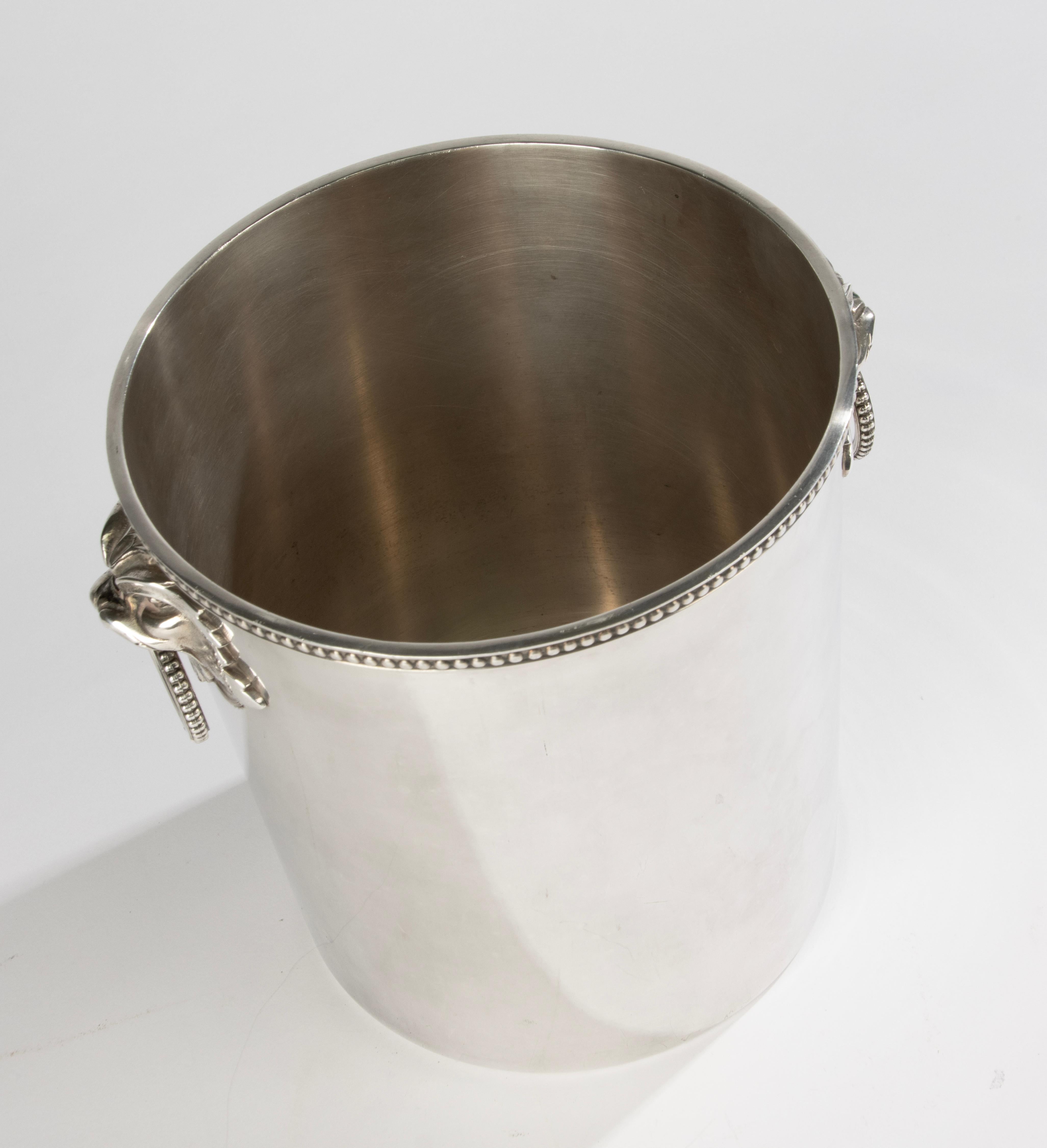 20th Century Wine Cooler – Ercuis – Silver-Plated – Lion Mask Handles For Sale 4