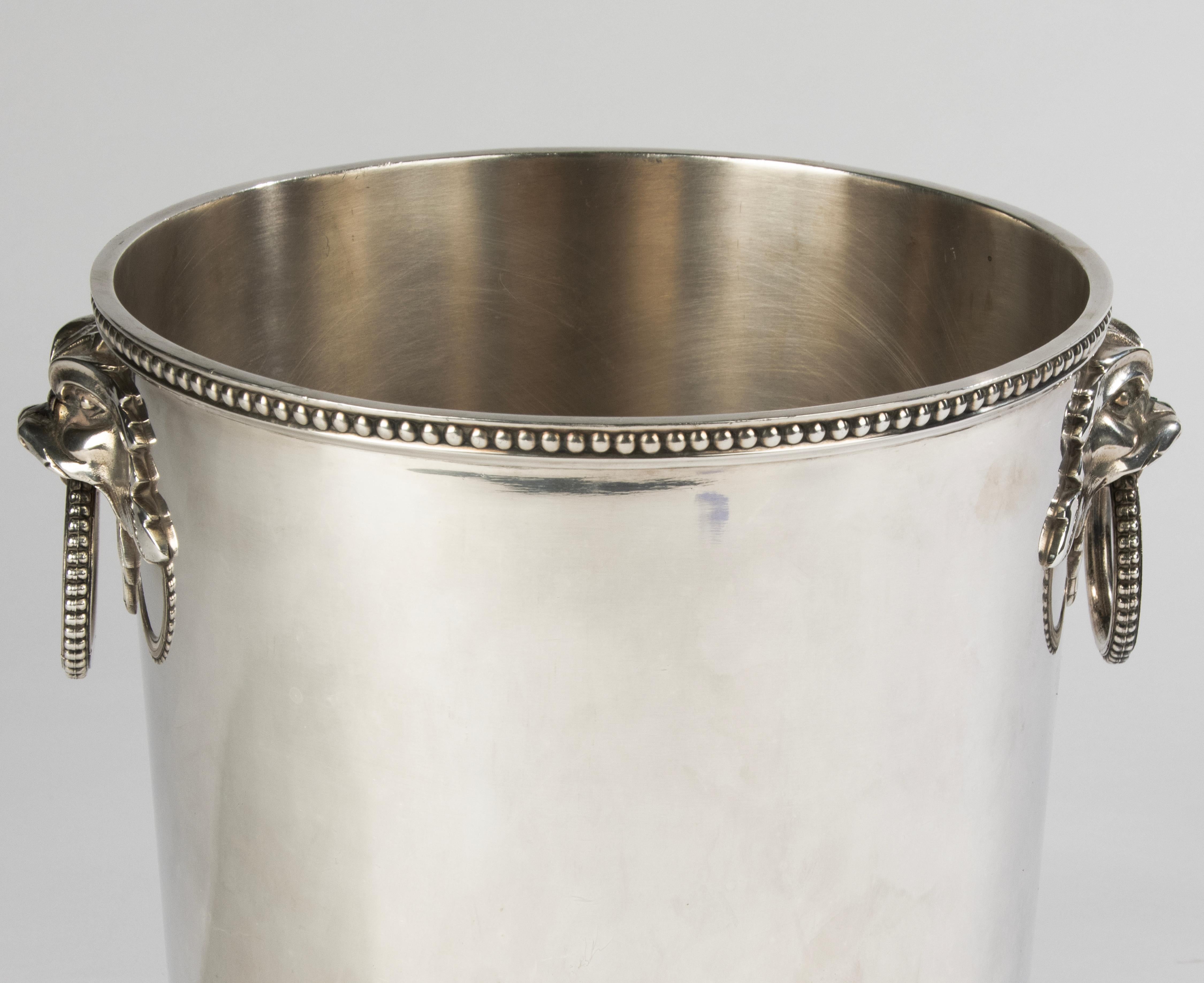20th Century Wine Cooler – Ercuis – Silver-Plated – Lion Mask Handles For Sale 5