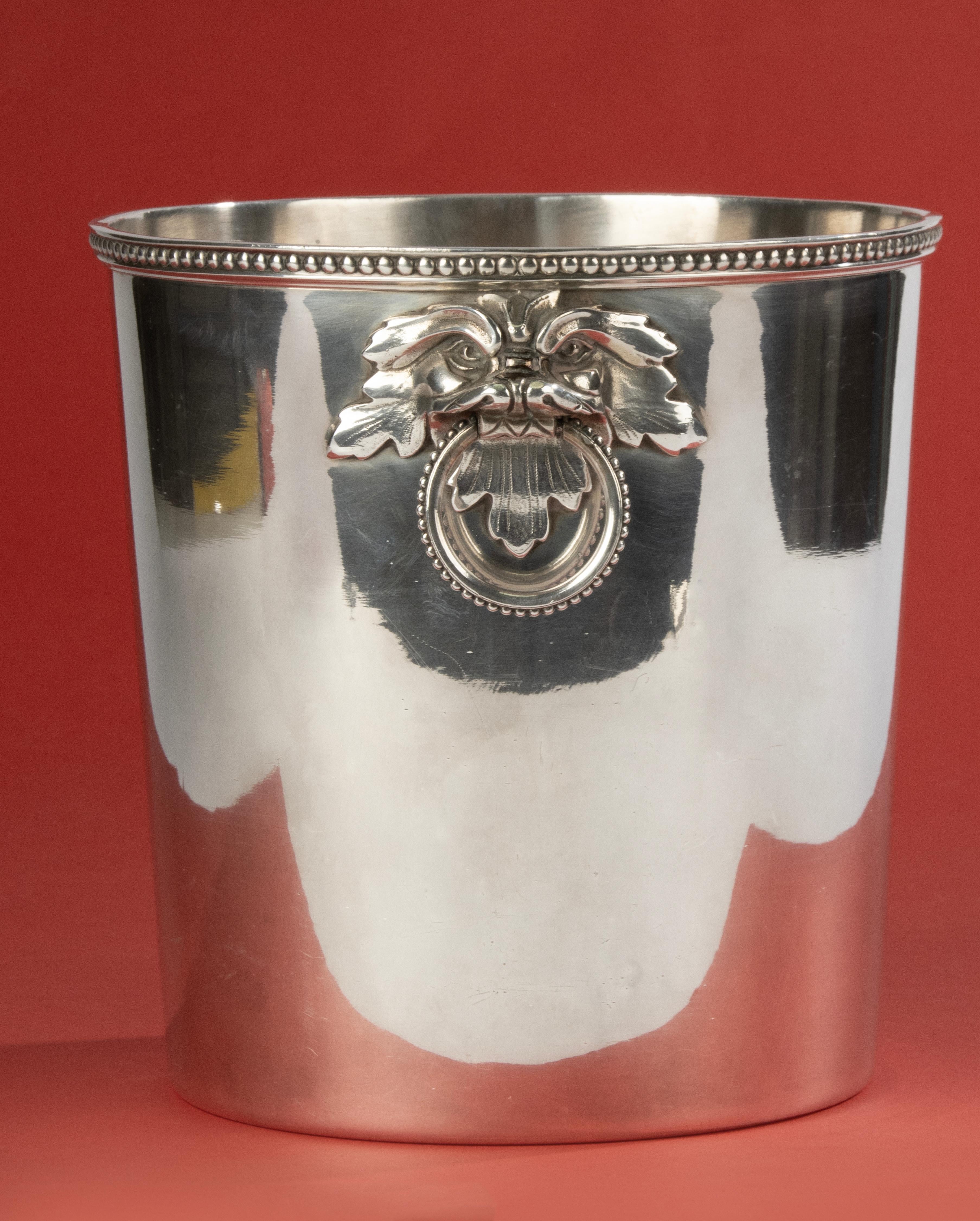 20th Century Wine Cooler – Ercuis – Silver-Plated – Lion Mask Handles For Sale 6