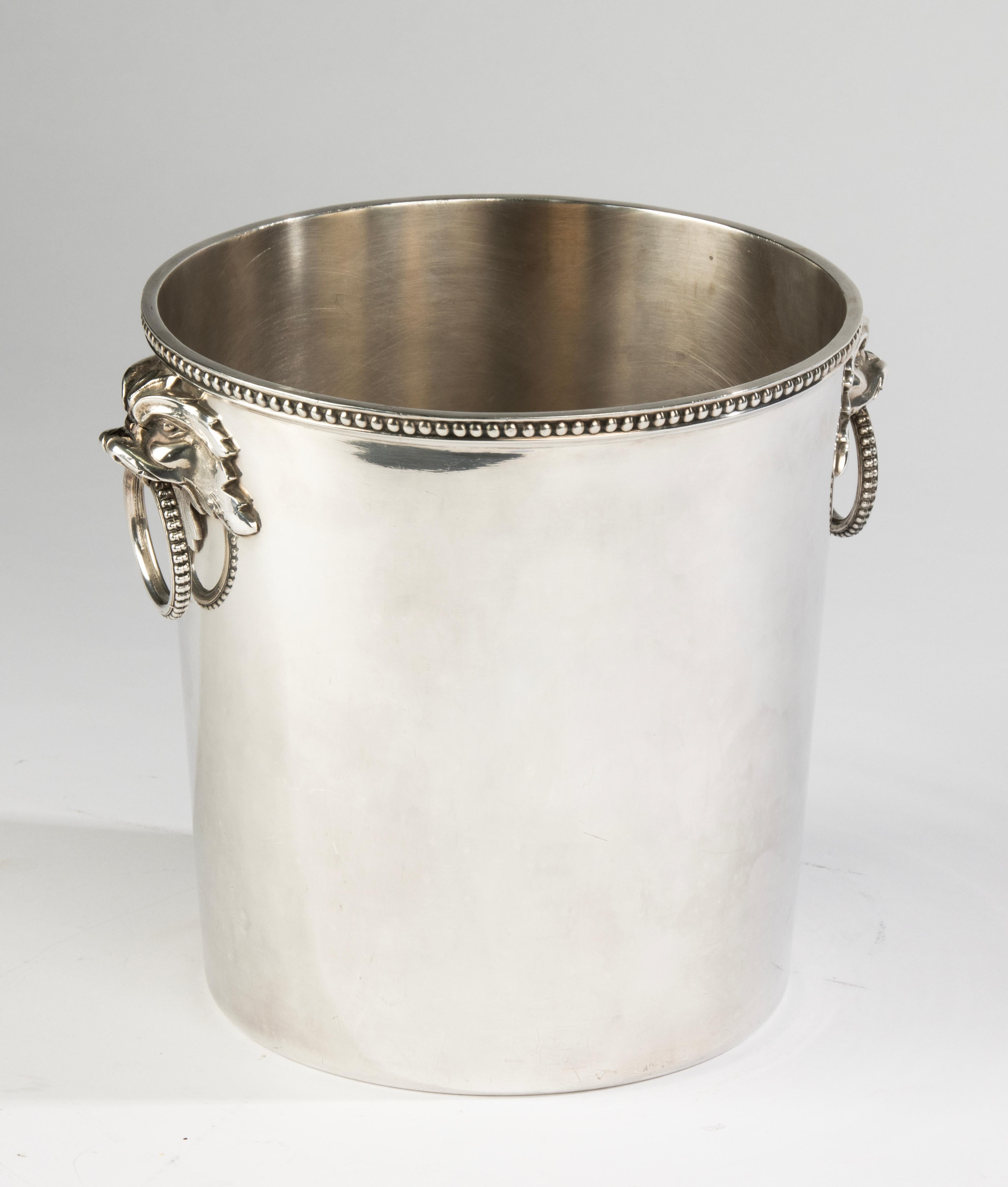 Late 20th Century 20th Century Wine Cooler – Ercuis – Silver-Plated – Lion Mask Handles For Sale