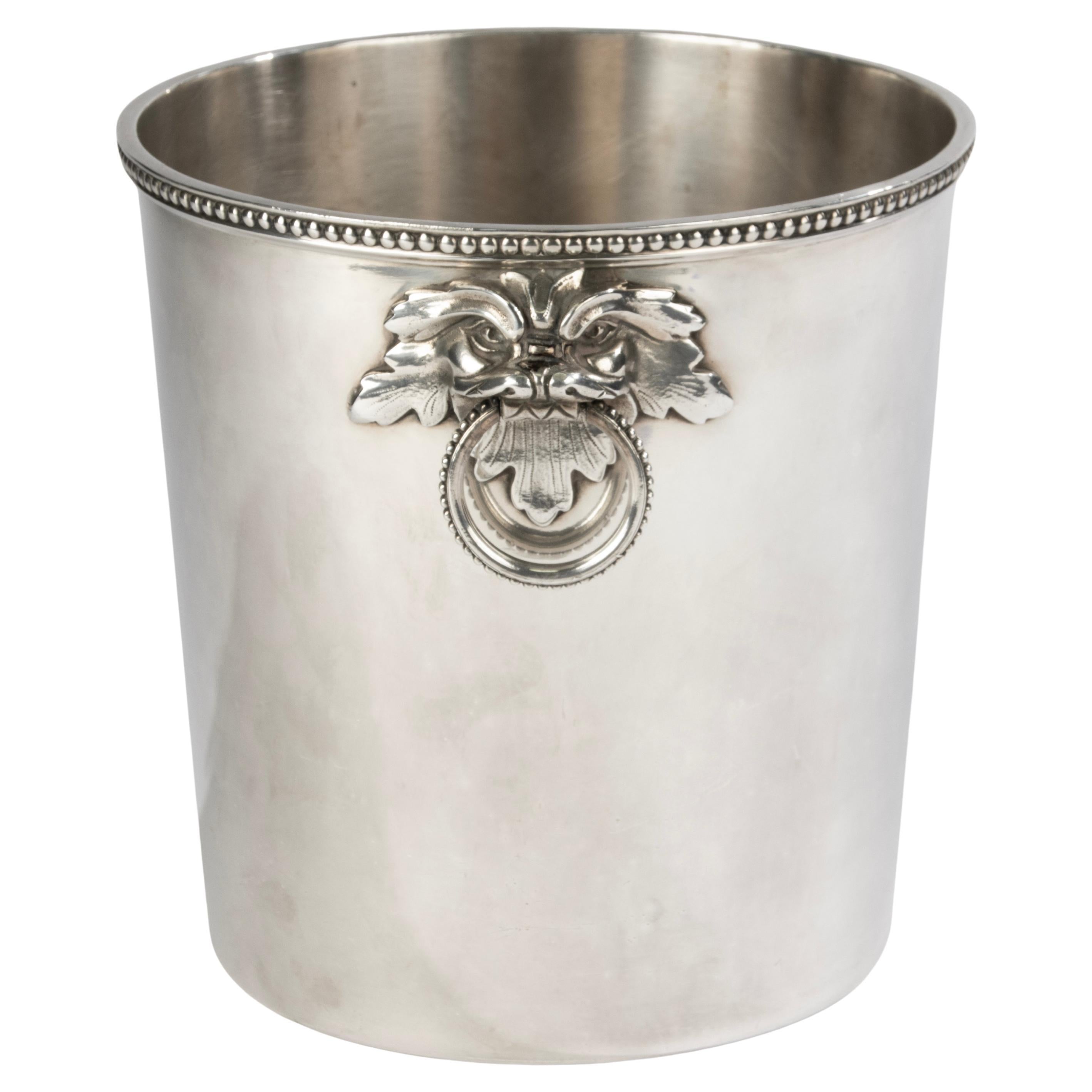 20th Century Wine Cooler – Ercuis – Silver-Plated – Lion Mask Handles For Sale