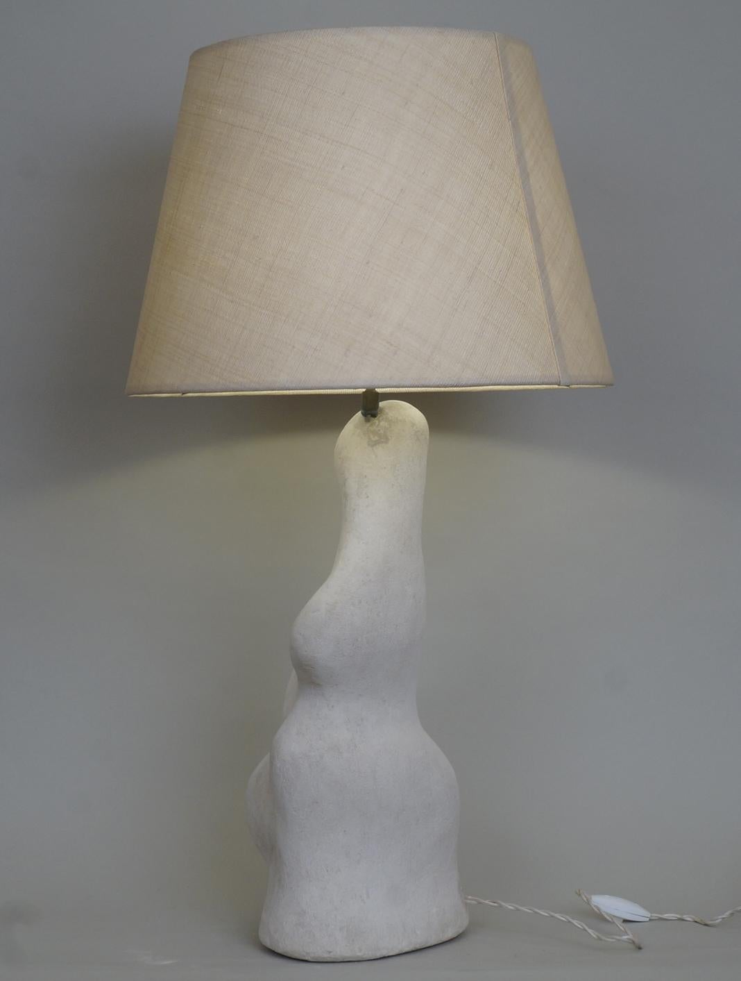 Hand-Carved 20th Century Withe Stone Table Lamp