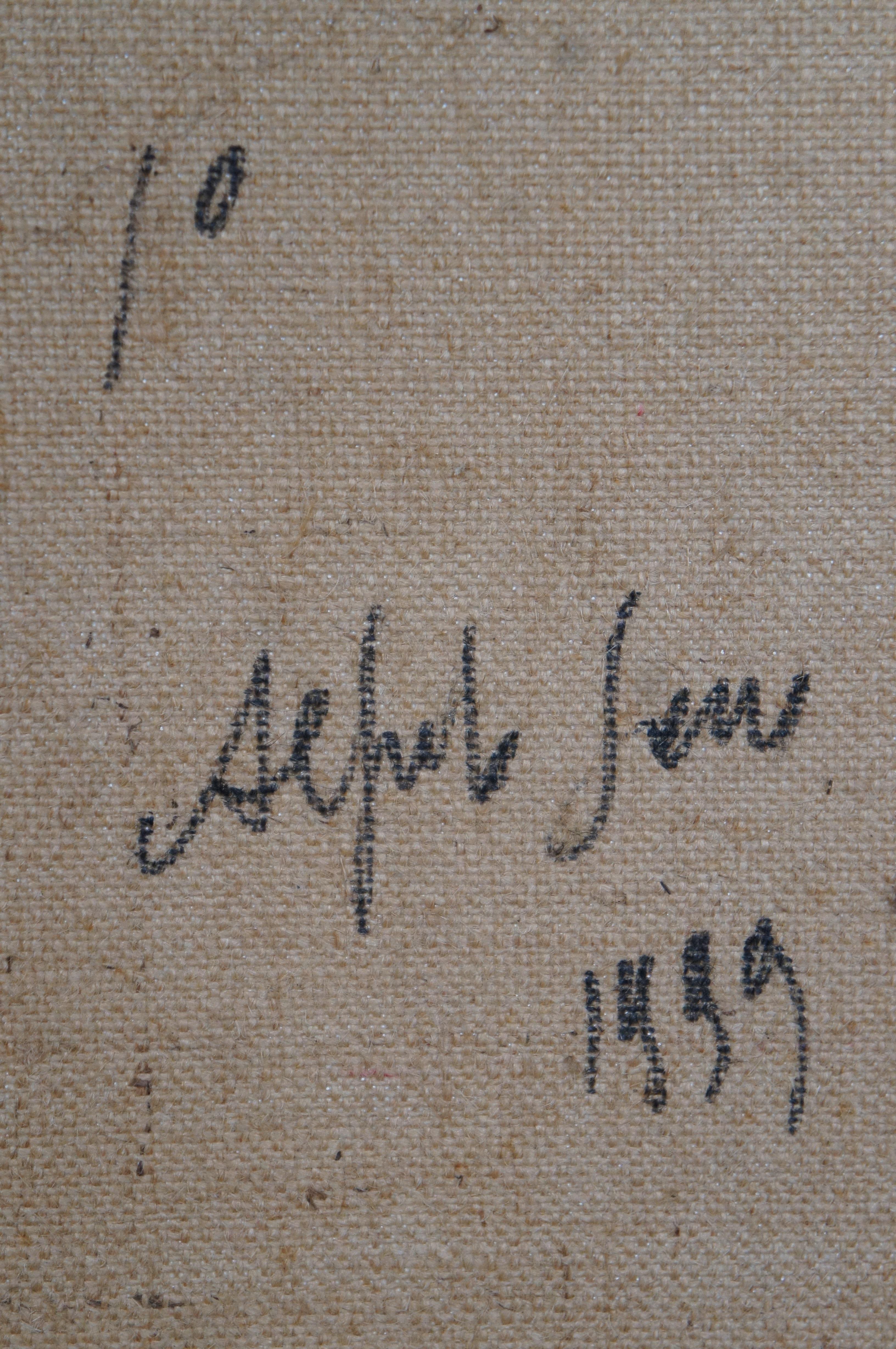 Canvas 20th Century Wolfgang Amadeus Mozart Portrait Oil Painting on Burlap Signed