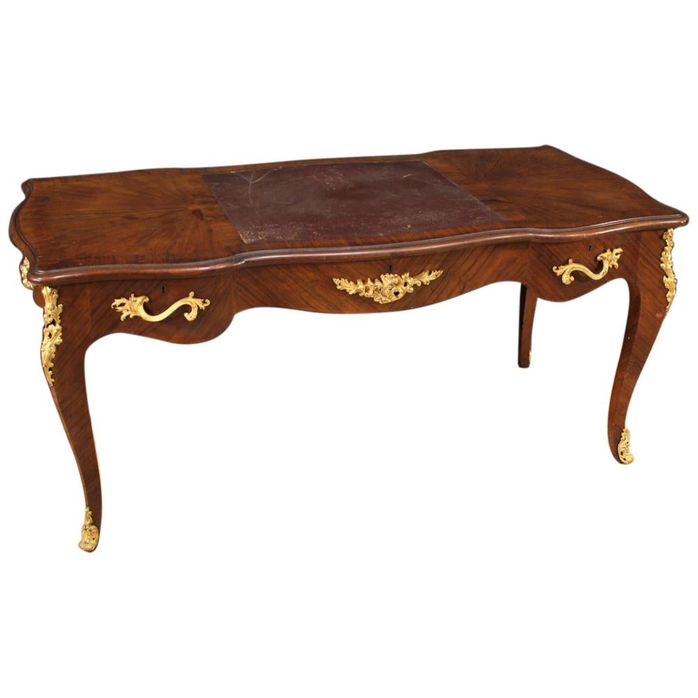 20th Century Wood and Bronze Napoleon III Style French Writing Desk, 1930 For Sale