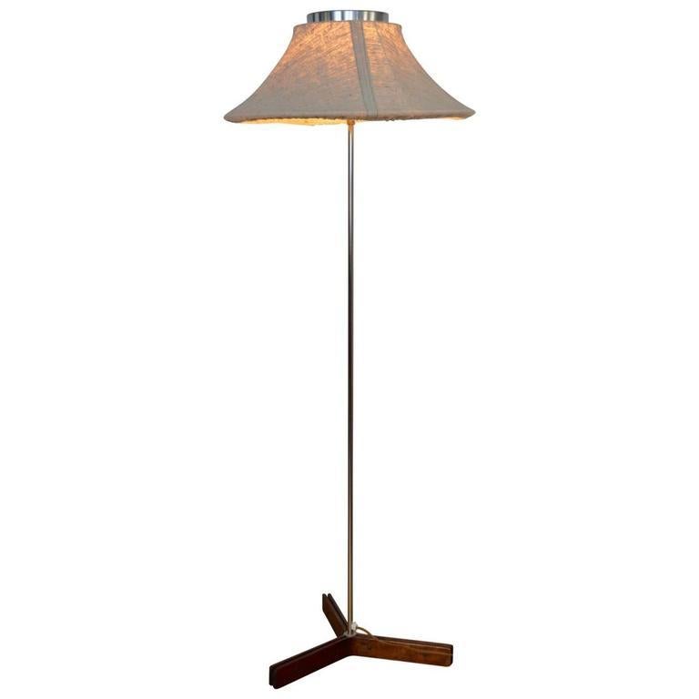 Mid-Century Modern 20th Century Wood and Chrome Floor Lamp For Sale