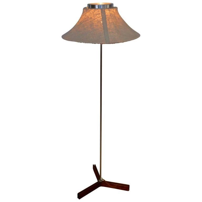 Swedish 20th Century Wood and Chrome Floor Lamp For Sale