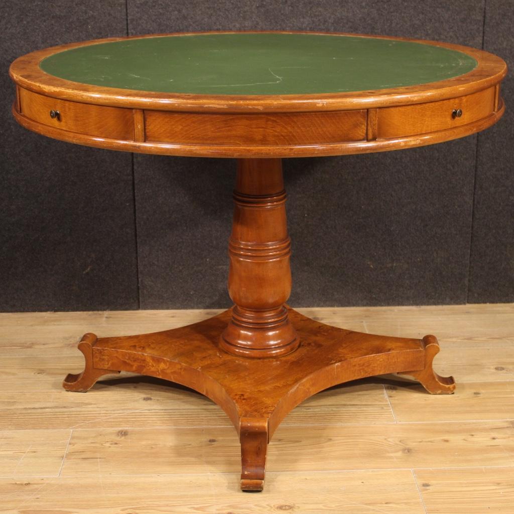 20th Century Wood and Faux Leather French Round Table, 1960 9