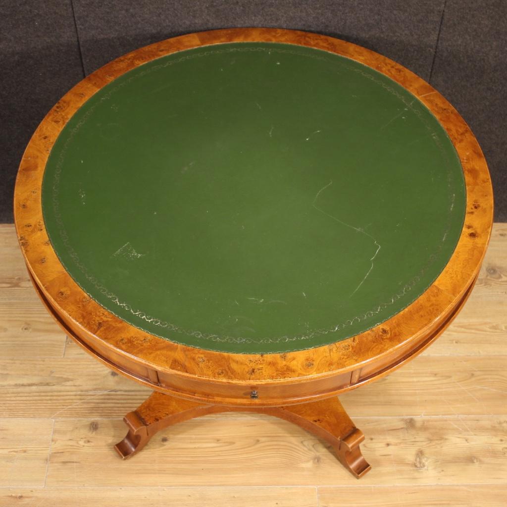 20th Century Wood and Faux Leather French Round Table, 1960 2