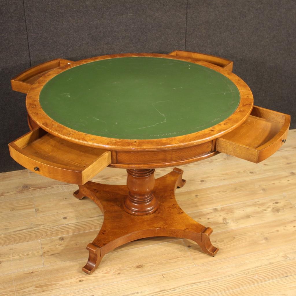 20th Century Wood and Faux Leather French Round Table, 1960 3