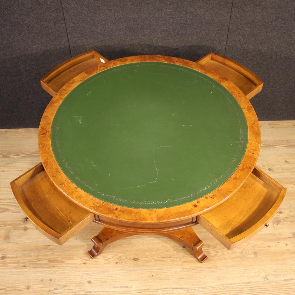 20th Century Wood and Faux Leather French Round Table, 1960 5