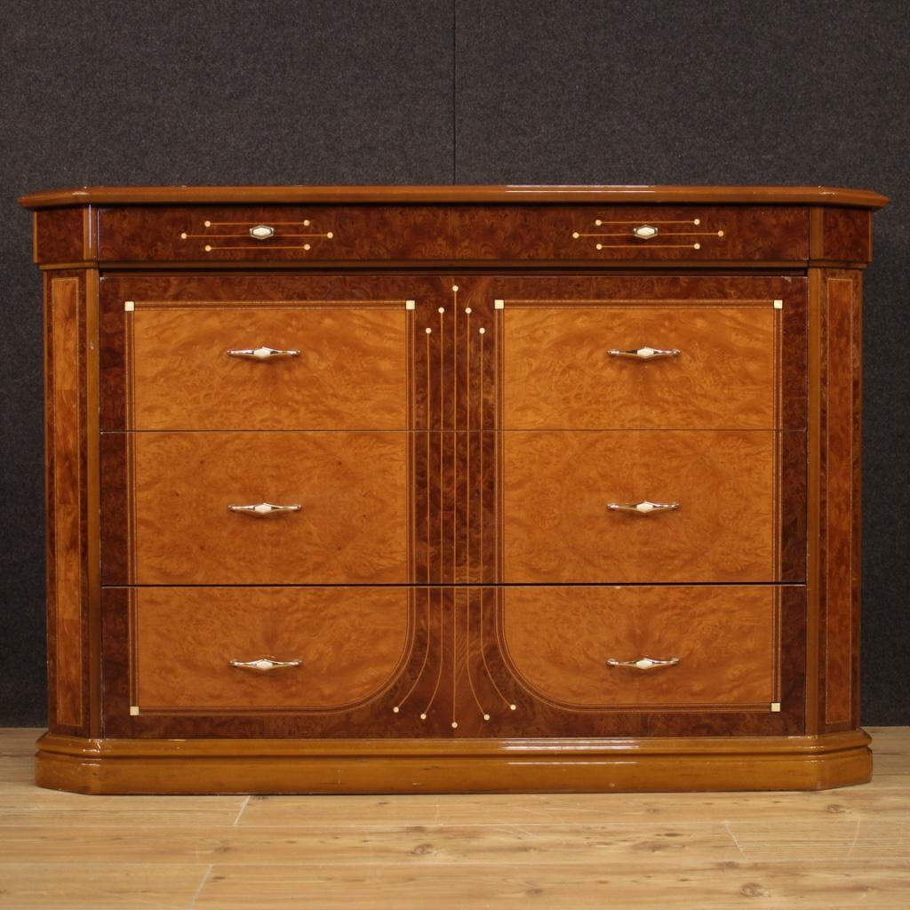 20th Century Wood and Faux Mother of Pearl Italian Chest of Drawers, 1970 For Sale 1