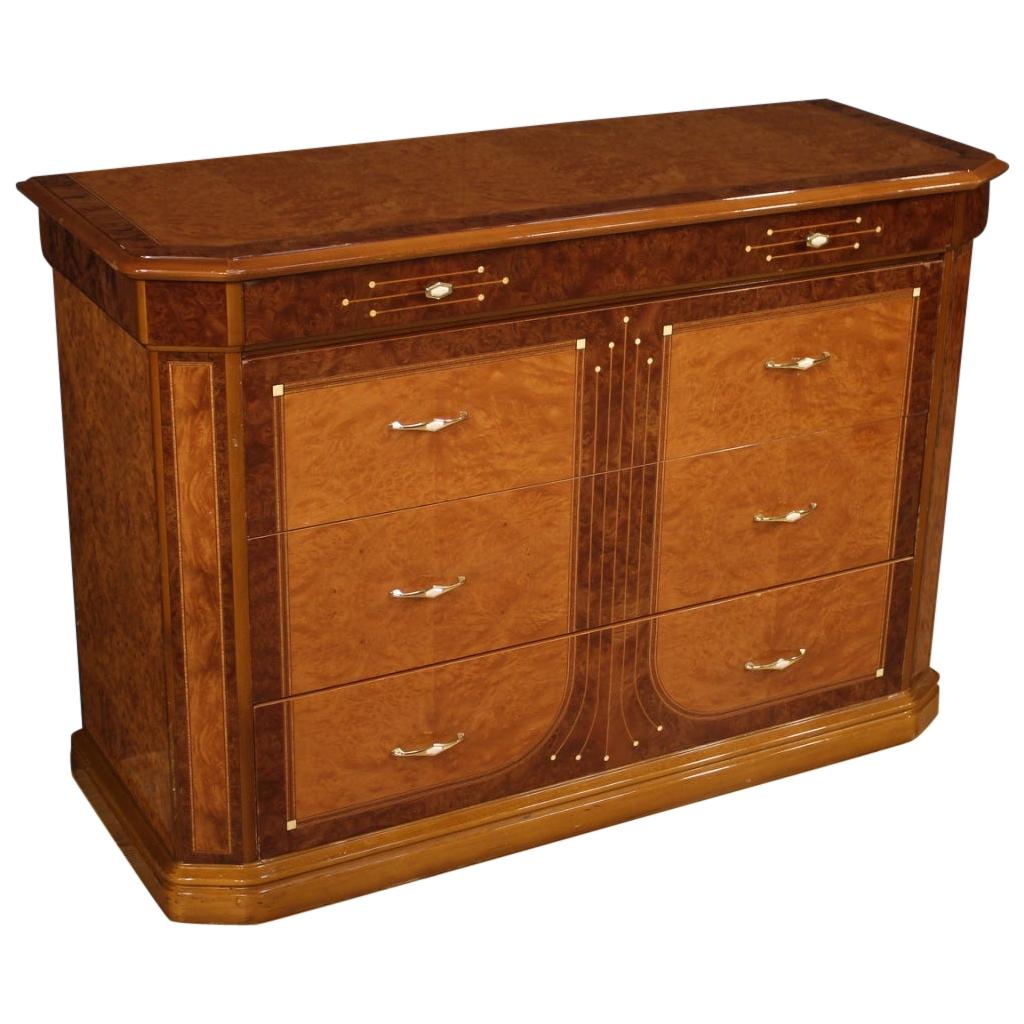 Commode italienne du 20ème siècle en bois et fausse nacre, 1970