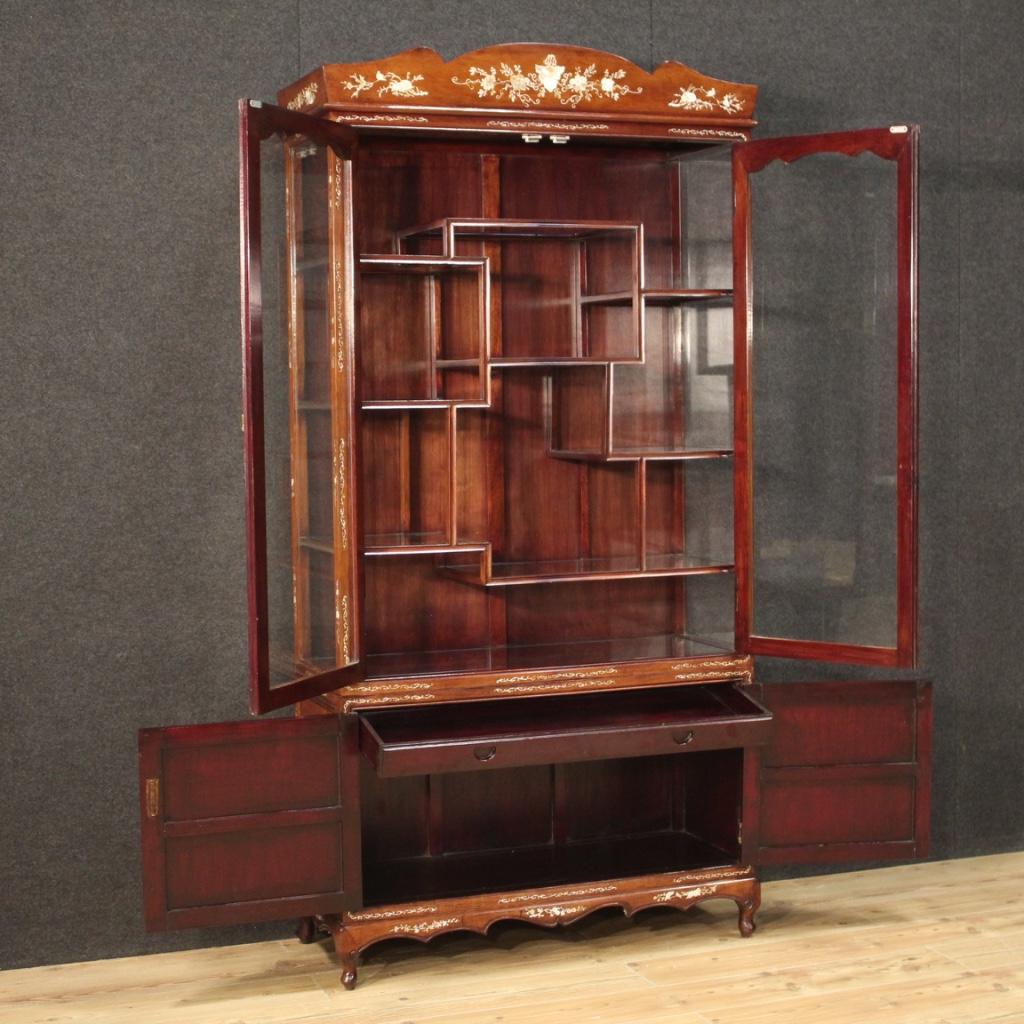 20th Century Wood and Faux Mother of Pearl Oriental Display Cabinet, 1960 For Sale 1