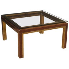 20th Century Wood and Gilt Brass Italian Design Coffee Table, 1970 20th Century Wood and Gilt Brass Italian Design Coffee Table, 1970