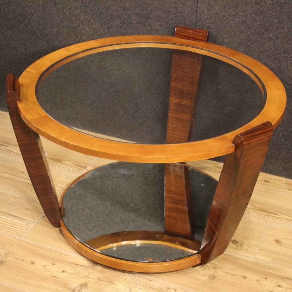 Mid-20th Century 20th Century Wood and Glass Italian Modern Design Coffee Table, 1960 in vendita