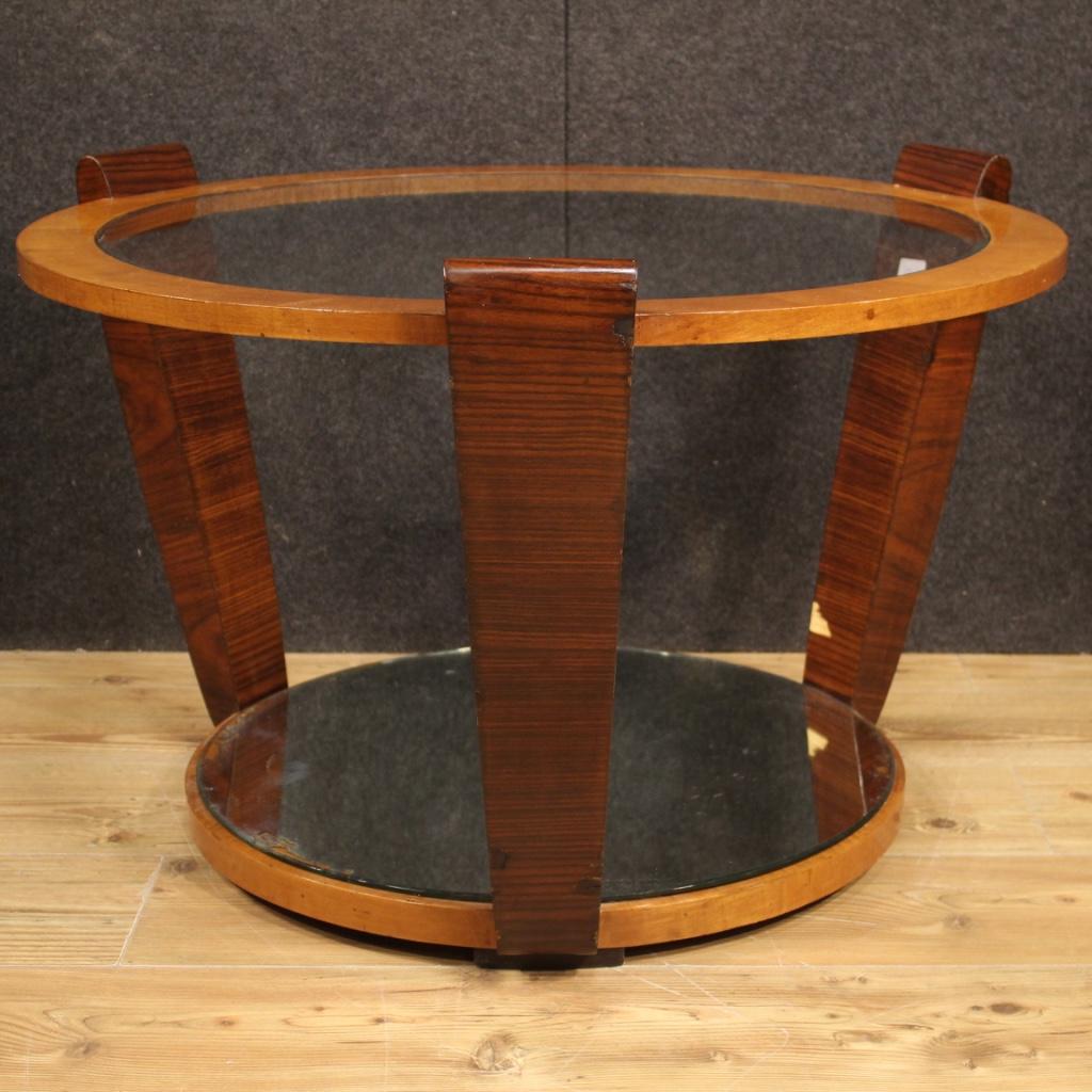 Vetro 20th Century Wood and Glass Italian Modern Design Coffee Table, 1960 in vendita