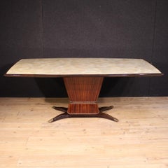 20th Century Wood and Glass Top Italian Design Dining Table, 1940s
