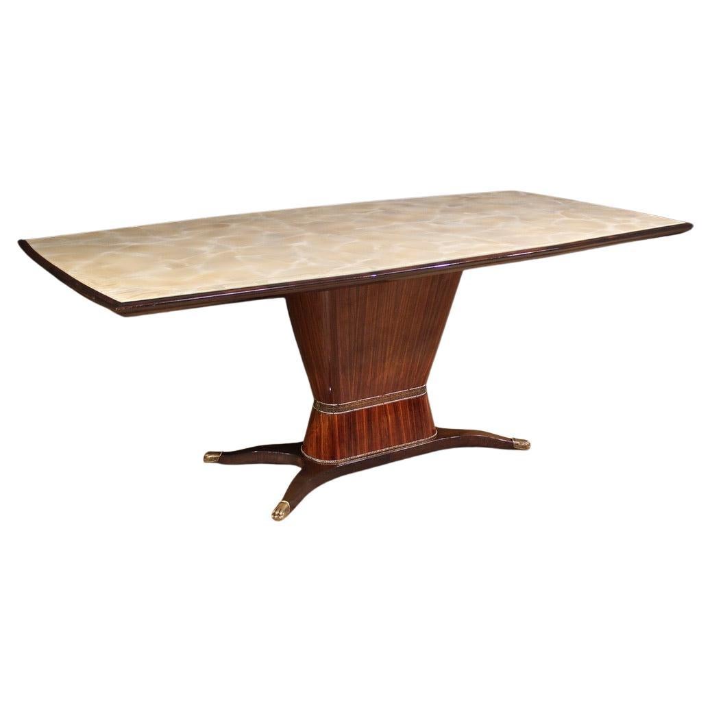 20th Century Wood and Glass Top Italian Design Dining Table, 1940s