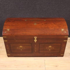 20th Century Wood and Gold Brass French Trunk, 1950s