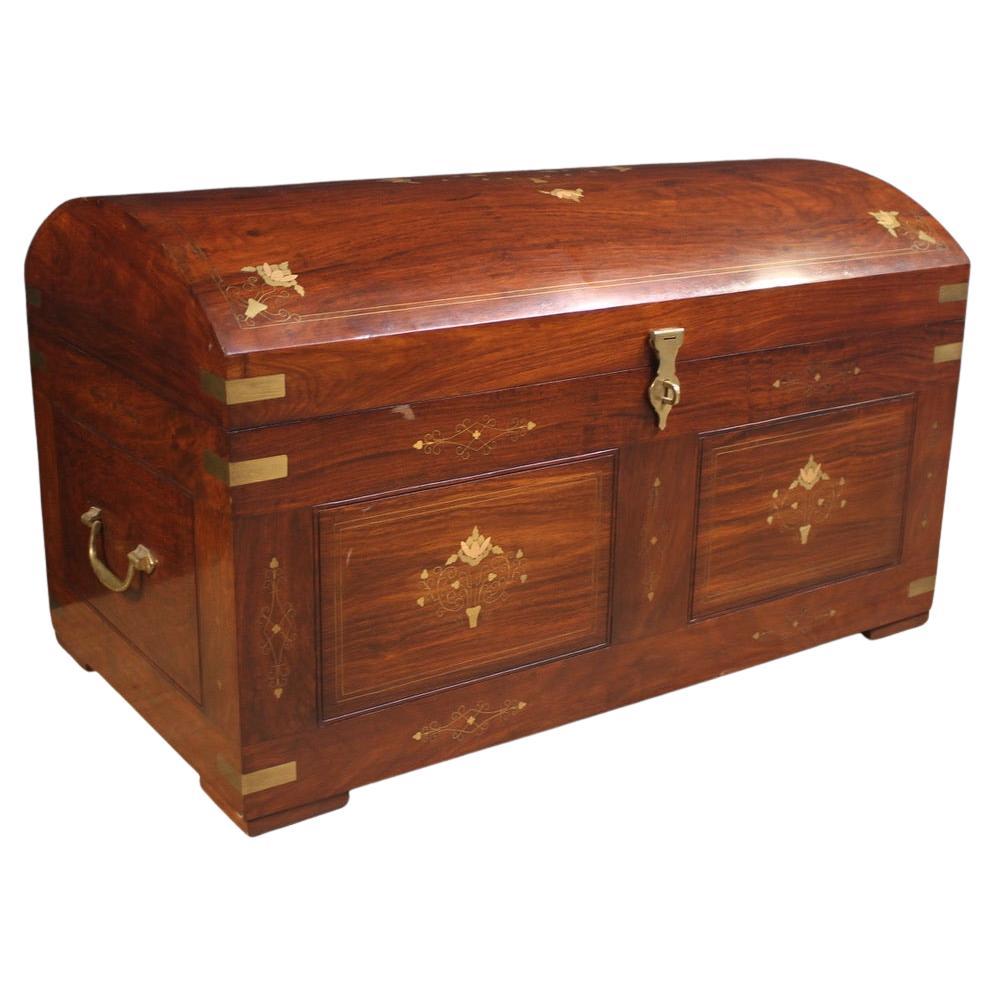 20th Century Wood and Gold Brass French Trunk, 1950s
