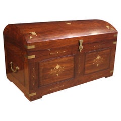 20th Century Wood and Gold Brass French Trunk, 1950s