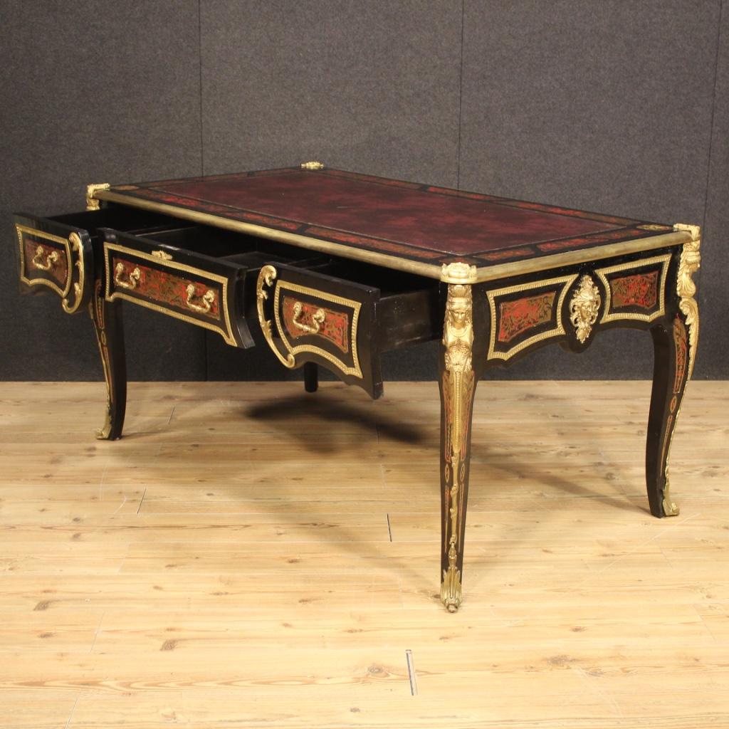 20th Century Wood and Gold Bronze French Boulle Style Writing Desk, 1970 7