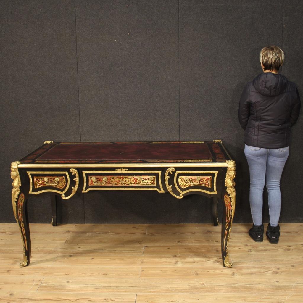 20th Century Wood and Gold Bronze French Boulle Style Writing Desk, 1970 9