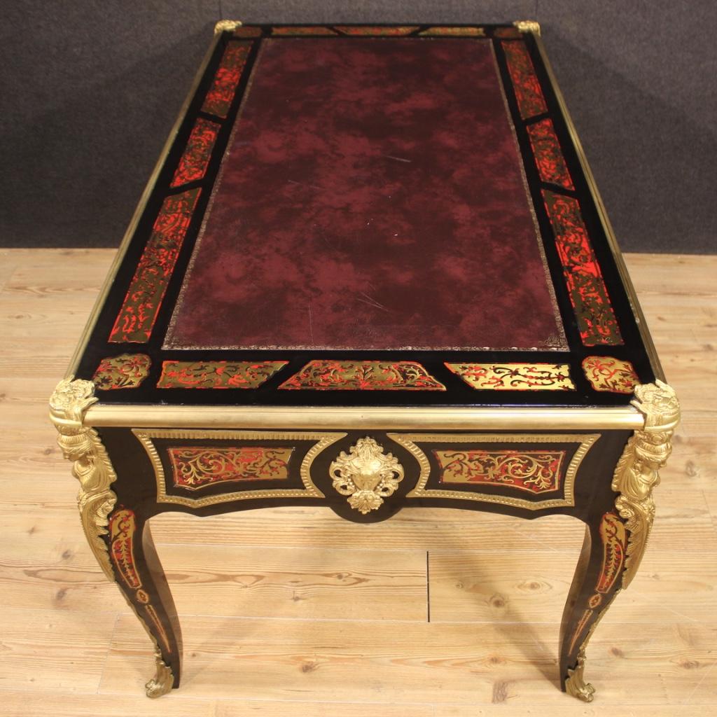20th Century Wood and Gold Bronze French Boulle Style Writing Desk, 1970 2
