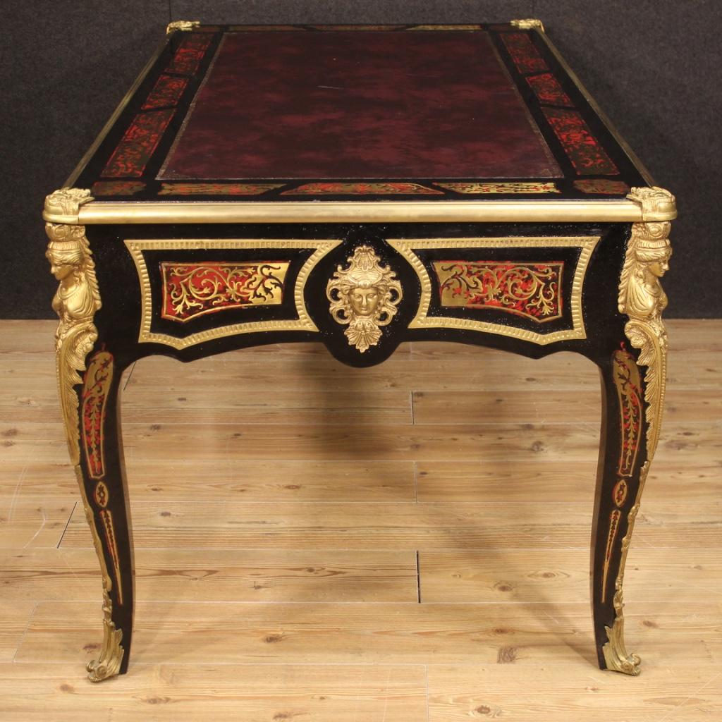 20th Century Wood and Gold Bronze French Boulle Style Writing Desk, 1970 6