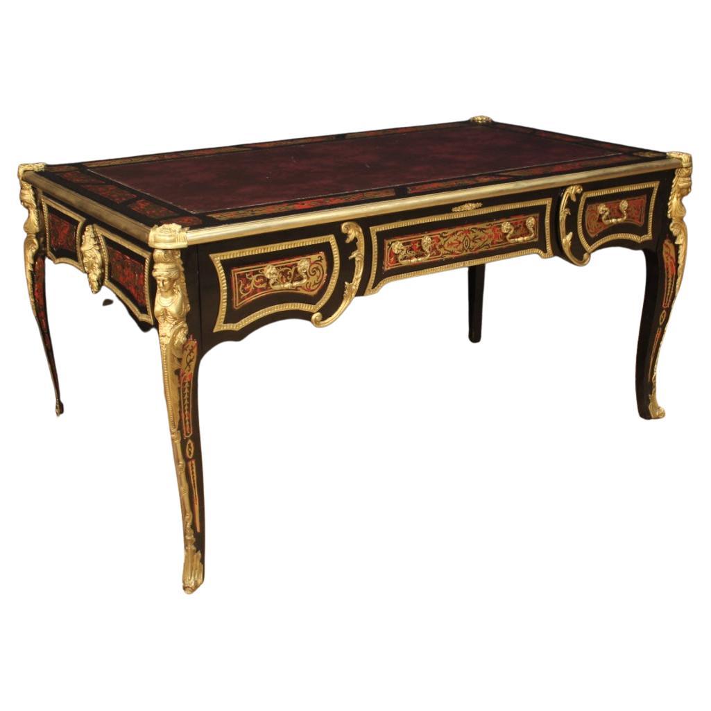 20th Century Wood and Gold Bronze French Boulle Style Writing Desk, 1970
