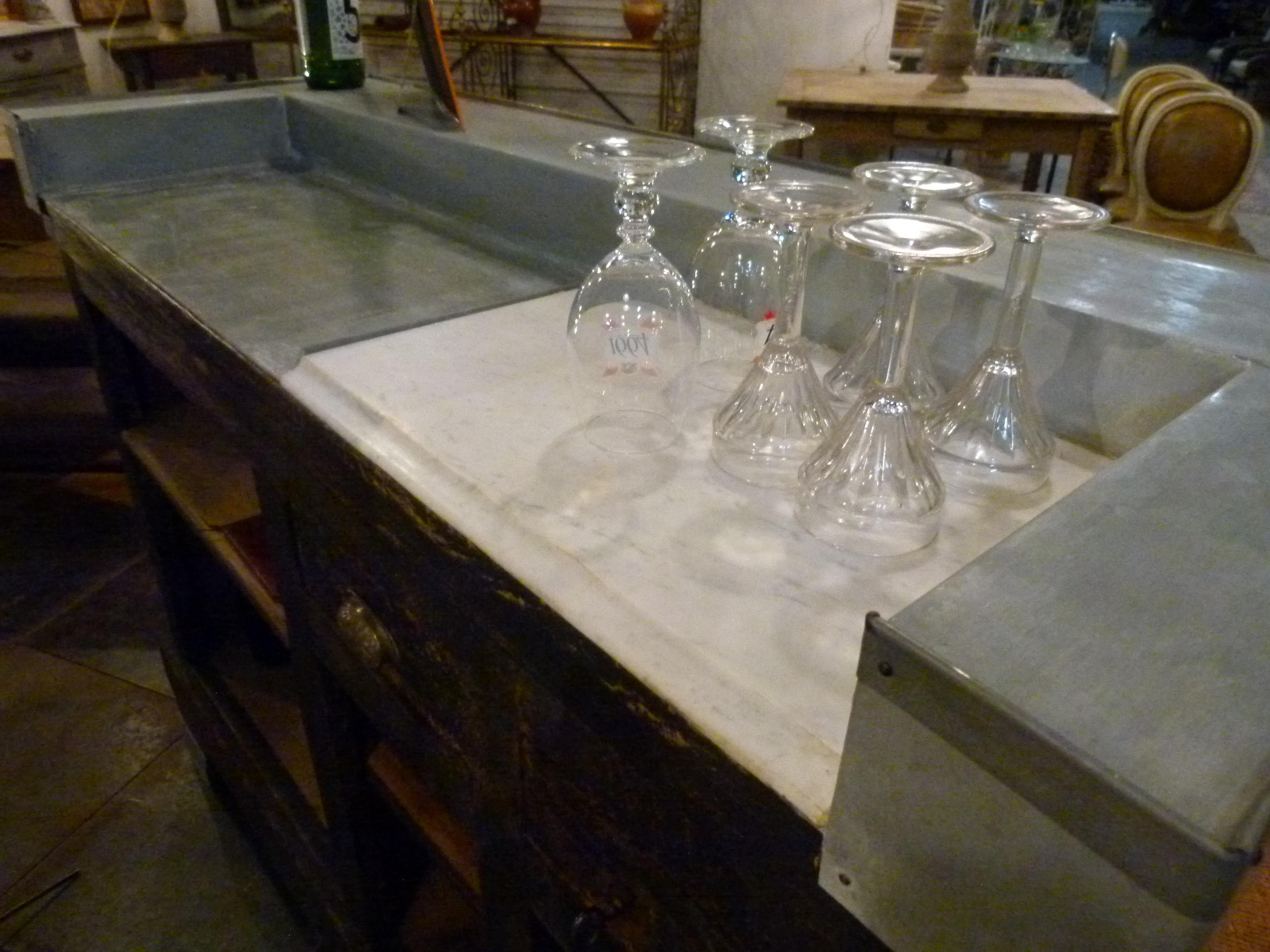 20th Century Wood and Marble Bar Counter 2