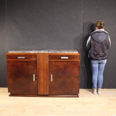 20th Century Wood and Marble Top French Art Deco Sideboard, 1930s