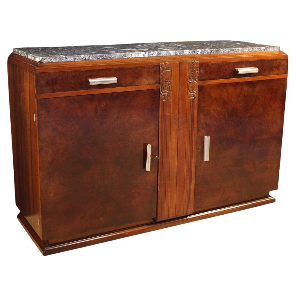 20th Century Wood and Marble Top French Art Deco Sideboard, 1930s