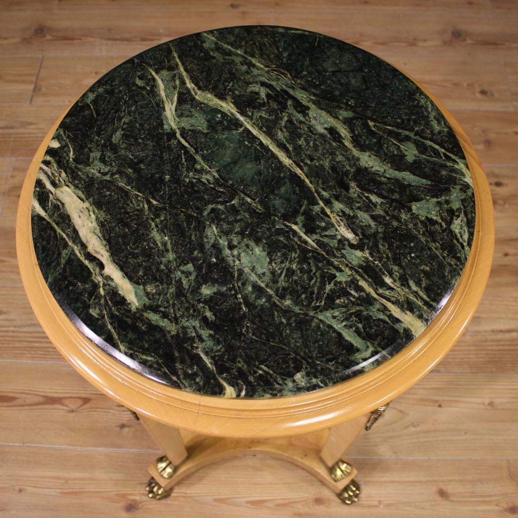 table d'appoint en bois et marbre du 20e siècle, style Retour d'Égypte, années 1960 Bon état - En vente à Vicoforte, Piedmont